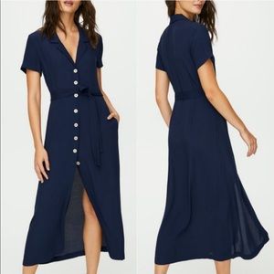 Aritzia Wilfred navy Meghan Markle shirt dress S